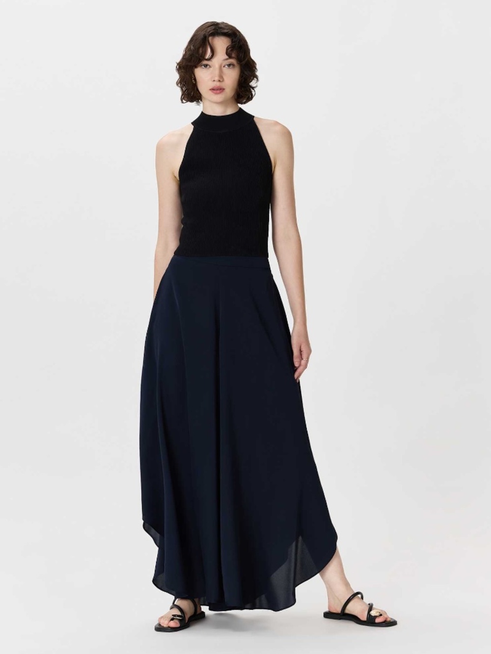 Quince Silk Palazzo Pants in Navy